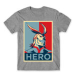 Boku no Hero Academia – All Might Grey Melange Men's Tee for Anime, My Hero Academia