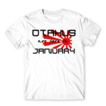 Born Otaku January White Men's T-shirt for Anime, Otaku