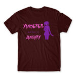Born Yandere January Burgundy Men's Tee for Anime, Dere