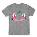 Bulbasaur face Grey Melange Men's T-shirt for Anime, Pokemon
