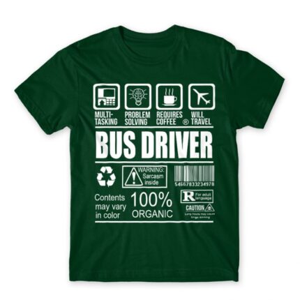 Bus Driver Facts Bottle Green Men's Tee for Bus Driver, Work