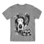 Butterflies Grey Melange Men's Tee for Anime, Original Art