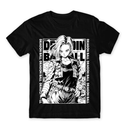 C-18 Poster Black Men's Tee for Anime, Dragon Ball