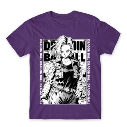 C-18 Poster Dark Purple Men's Tee for Anime, Dragon Ball