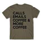 Calls, emails, coffee Zinc Men's Tee for Customer Service, Work