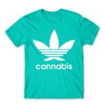 Cannabis Turquoise Men's T-shirt for Brand Parody, Funny