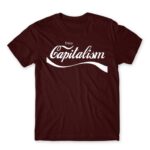 Capitalism Burgundy Men's Tee for Brand Parody, Funny