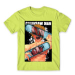 Chainsaw man – Denji Apple Green Men's Tee for Anime, Chainsaw Man