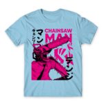 Chainsaw man – Denji – Neon Sky Blue Men's T-shirt for Anime, Chainsaw Man