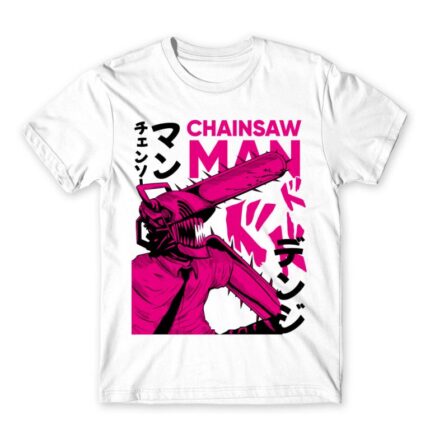 Chainsaw man – Denji – Neon White Men's T-shirt for Anime, Chainsaw Man