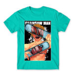 Chainsaw man – Denji Turquoise Men's Tee for Anime, Chainsaw Man