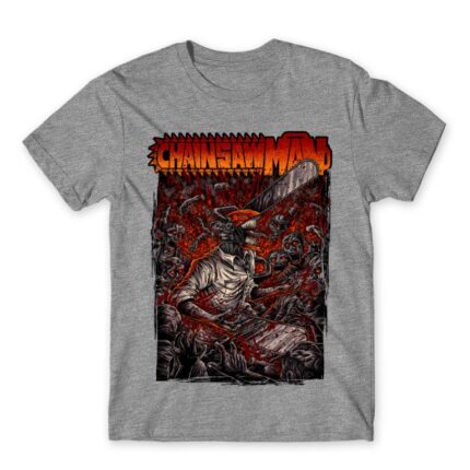 Chainsaw man – Grunge Grey Melange Men's Tee for Anime, Chainsaw Man