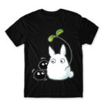 Chibi -Totoro and susuwatari Black Men's T-shirt for Anime, My Neighbour Totoro