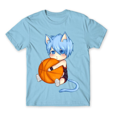 ChibiNeko Kuroko Sky Blue Men's T-shirt for Anime, Kuroko S Basketball