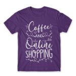 Coffee and Online Shopping Dark Purple Men's Tee for Funny, Shopping