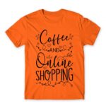 Coffee and Online Shopping Orange Men's T-shirt for Funny, Shopping