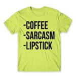 Coffee, sarcasm, lipstick Apple Green Men's T-shirt for Funny, Sarcastic Humour