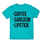 Coffee, sarcasm, lipstick Atoll Blue Men's T-shirt for Funny, Sarcastic Humour