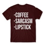 Coffee, sarcasm, lipstick Burgundy Men's T-shirt for Funny, Sarcastic Humour
