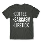 Coffee, sarcasm, lipstick Dark Grey Men's Tee for Funny, Sarcastic Humour