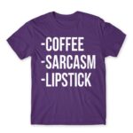 Coffee, sarcasm, lipstick Dark Purple Men's Tee for Funny, Sarcastic Humour