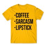 Coffee, sarcasm, lipstick Gold Men's T-shirt for Funny, Sarcastic Humour