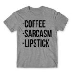 Coffee, sarcasm, lipstick Grey Melange Men's Tee for Funny, Sarcastic Humour
