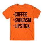 Coffee, sarcasm, lipstick Orange Men's T-shirt for Funny, Sarcastic Humour