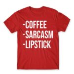 Coffee, sarcasm, lipstick Red Men's T-shirt for Funny, Sarcastic Humour