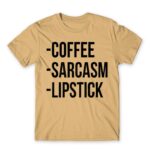 Coffee, sarcasm, lipstick Sand Men's T-shirt for Funny, Sarcastic Humour