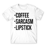 Coffee, sarcasm, lipstick White Men's T-shirt for Funny, Sarcastic Humour