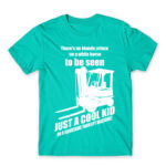Cool kid on a forklift Turquoise Men's T-shirt for Forklift Driver, Work