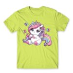Cute Little Unicorn Apple Green Men's T-shirt for Anime, Original Art