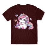 Cute Little Unicorn Burgundy Men's Tee for Anime, Original Art