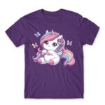 Cute Little Unicorn Dark Purple Men's Tee for Anime, Original Art