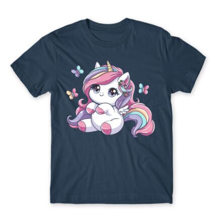 Cute Little Unicorn Denim Men's T-shirt for Anime, Original Art