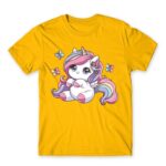Cute Little Unicorn Gold Men's Tee for Anime, Original Art