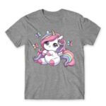 Cute Little Unicorn Grey Melange Men's T-shirt for Anime, Original Art