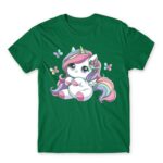 Cute Little Unicorn Kelly Green Men's T-shirt for Anime, Original Art