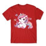 Cute Little Unicorn Red Men's Tee for Anime, Original Art