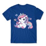 Cute Little Unicorn Royal Blue Men's Tee for Anime, Original Art
