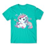 Cute Little Unicorn Turquoise Men's Tee for Anime, Original Art
