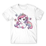 Cute Little Unicorn White Men's Tee for Anime, Original Art