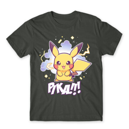 Cute Pika Dark Grey Men's Tee for Anime, Pokemon