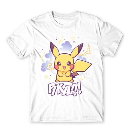 Cute Pika White Men's T-shirt for Anime, Pokemon