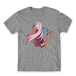 Darling in the FranXX – Zero Two Grey Melange Men's T-shirt for Anime, Darling In The Franxx