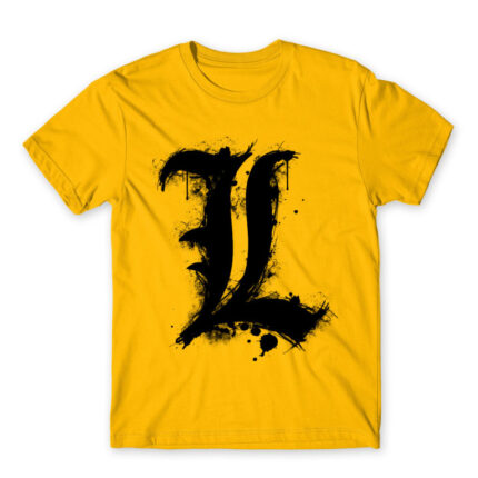 Death Note L Gold Men's T-shirt for Anime, Death Note