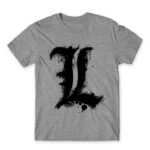 Death Note L Grey Melange Men's T-shirt for Anime, Death Note