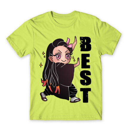 Demon Slayer – Best Friends – Nezuko Apple Green Men's T-shirt for Anime, Kimetsu No Yaiba