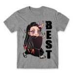 Demon Slayer – Best Friends – Nezuko Grey Melange Men's Tee for Anime, Kimetsu No Yaiba